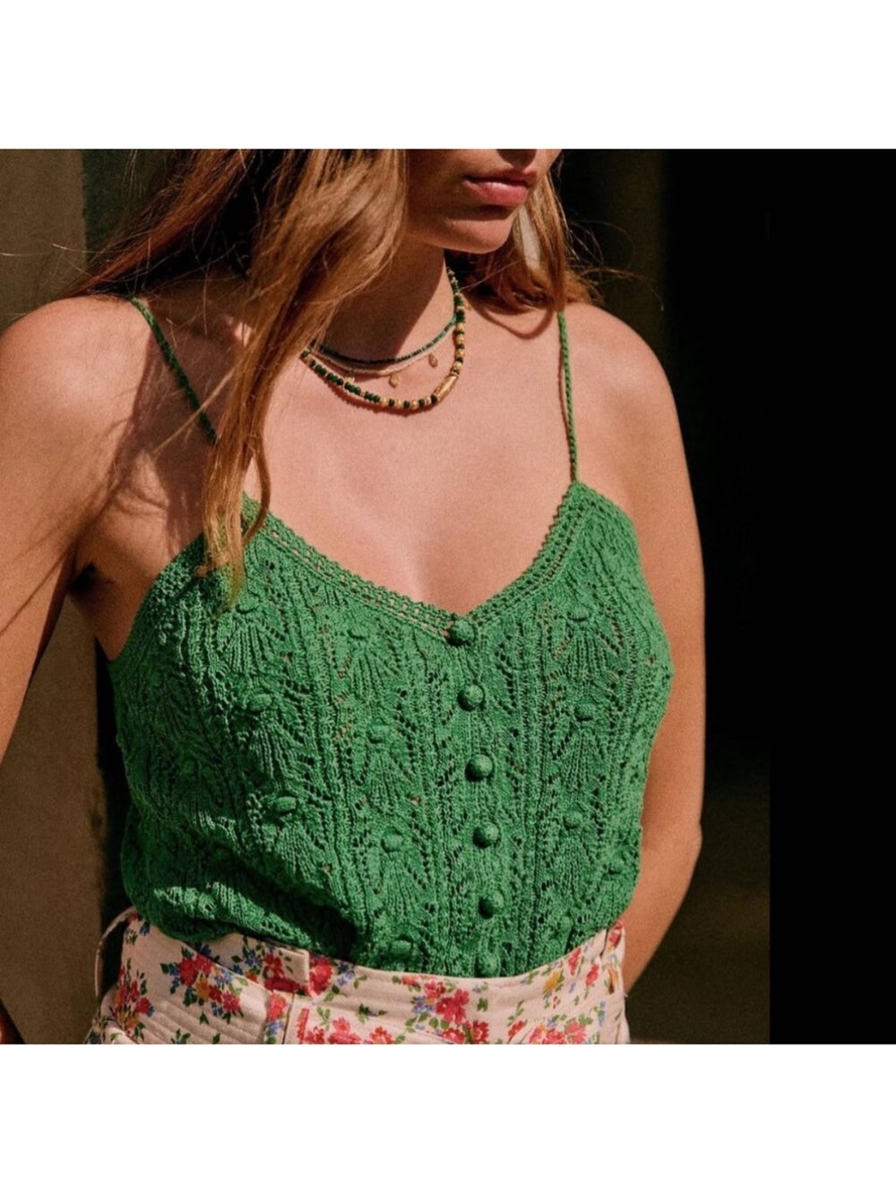 Sezane Sezane Francisco green knit Tank top Cottagecore Boho